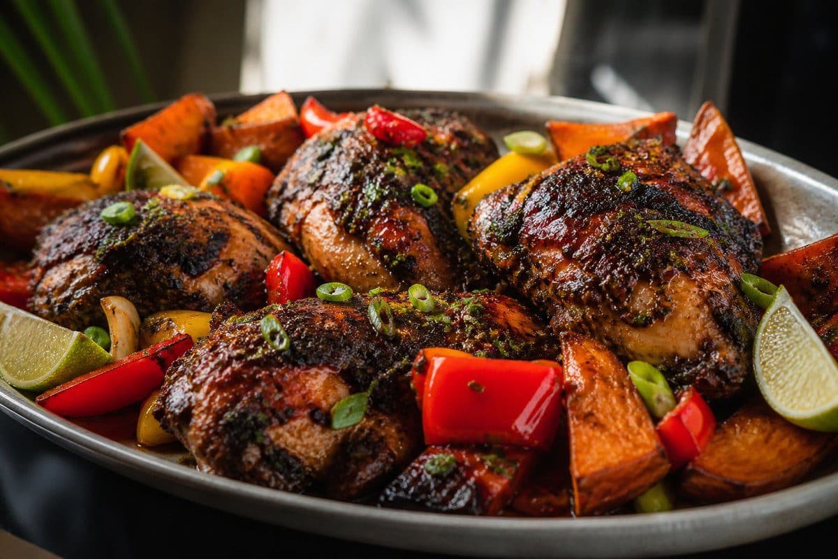 Sheet-Pan Jerk Chicken with Peppers and Lime