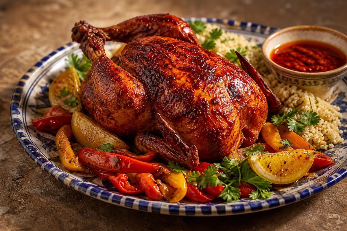 Sheet-Pan Tunisian Harissa Chicken with Couscous
